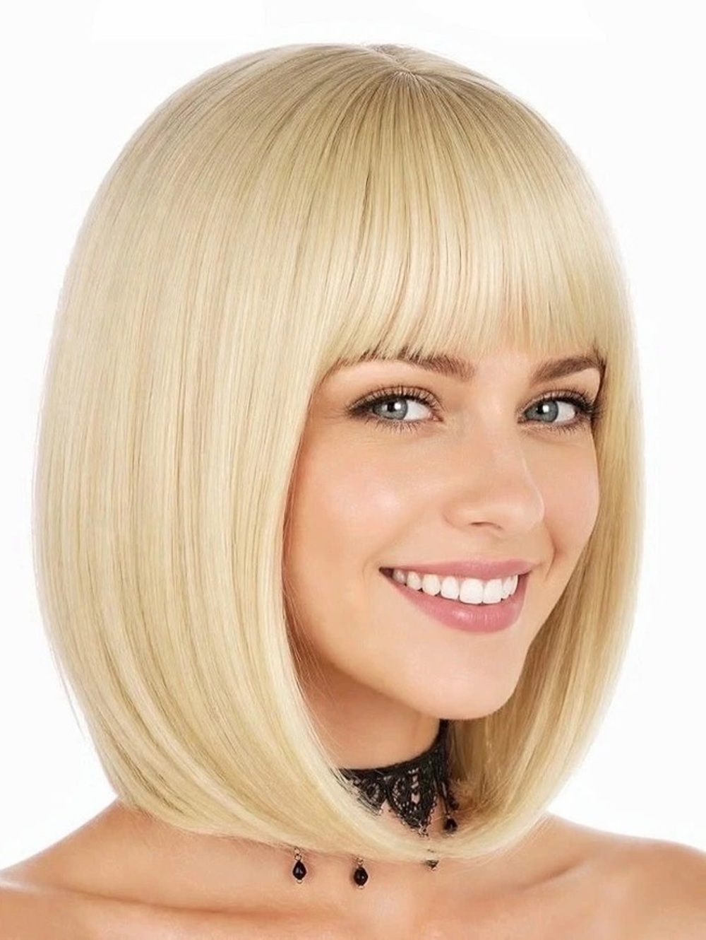 New Chic 12 Inch Bob Blonde Wig with Bangs Cosplay Costume